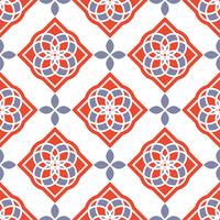 Portuguese azulejo tiles. Red and white gorgeous seamless patterns. 