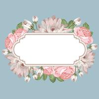 Floral card template with empty frame vector