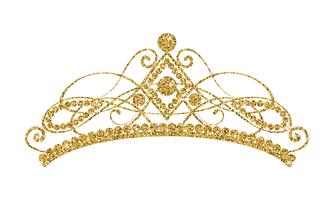 Glittering Diadem. Golden tiara isolated on white background. vector