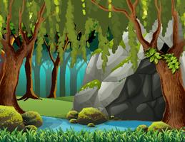 Cave in the deep forest vector