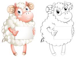 Animal outline for sheep holding paper vector