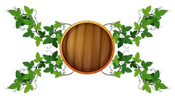 Label template with round wooden shield and vine vector