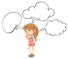 Little girl with speech bubble template vector