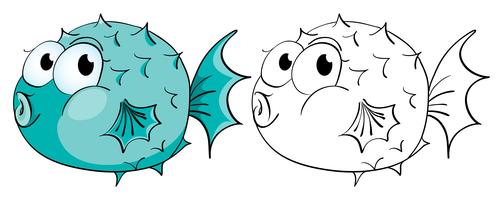 Animal outline for puffer fish vector