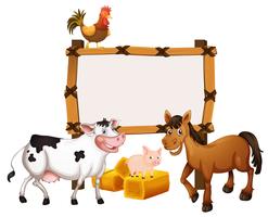 Frame template with animals in the farm vector