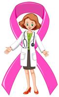 Female doctor with pink ribbon vector