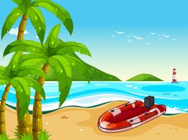 Rubber boat on the beach vector