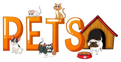 Font design with word pets vector