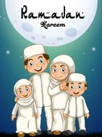 Muslim family in white costume vector