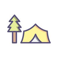 Tent with Trees Vector Icon