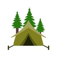 Tent with Trees Vector Icon