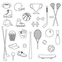 black outline sports equipment digital stamps vector