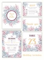 Wedding invitation , Save the date, RSVP card, Thank you card vector