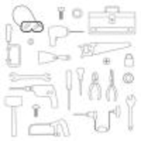 black outline tools digital stamps vector