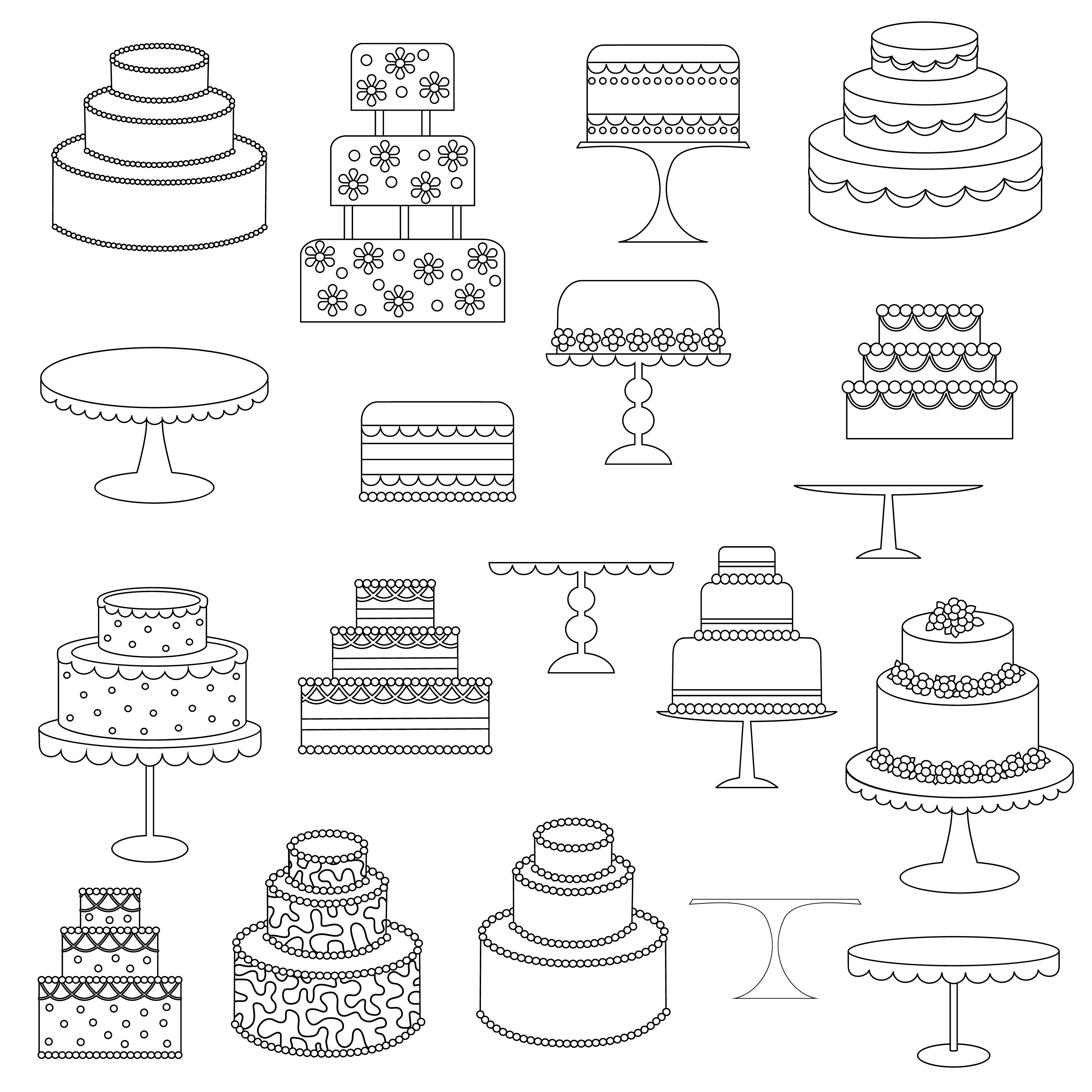 Black Outline Cake Digital Stamps Download Free Vectors Clipart