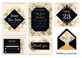 Wedding invitation , Save the date, RSVP card, Thank you card vector