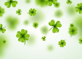Diseño del fondo del día de Patricks del santo con la hoja verde de los tréboles que cae. Ejemplo afortunado irlandés del vector del día de fiesta para la tarjeta de felicitación, la invitación del partido o la bandera del Promo.
