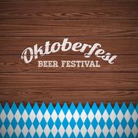 Oktoberfest vector illustration with painted letter on wood texture background. Celebration banner for traditional German beer festival.