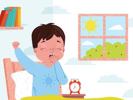 Little child boy waking up in the morning vector