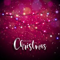 Vector illustration on a christmas theme with glowing lights and typography. Creative Holiday design for greeting card.