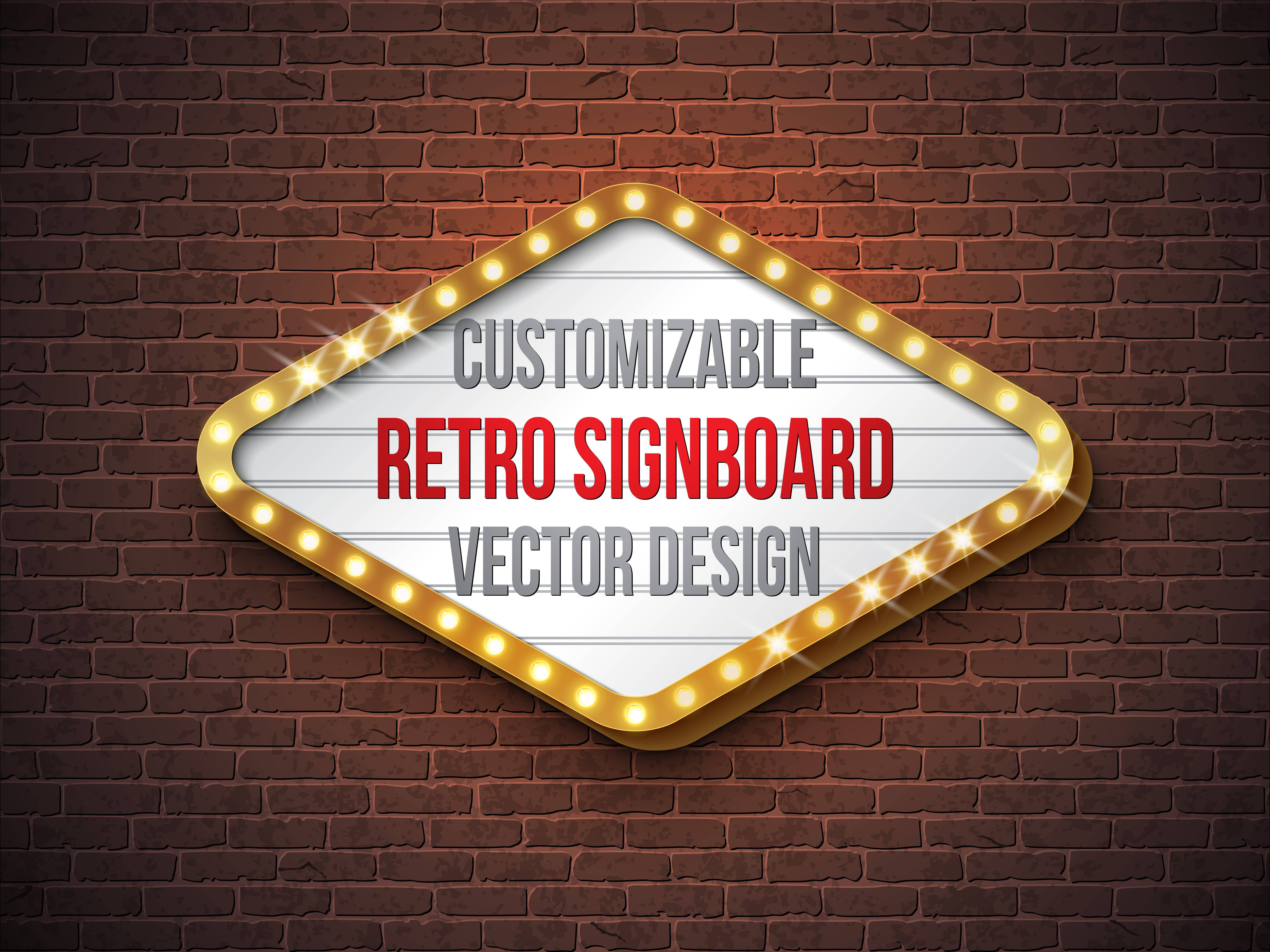 Vector Retro Signboard Or Lightbox Illustration With Customizable