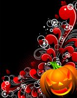 Ilustración vectorial sobre un tema de Halloween con motivos florales y de calabaza. vector