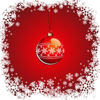 Christmas illustration with red ball and snowflakes vector