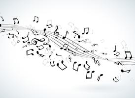 Music illustration with falling notes on white background. Vector design for banner, poster, greeting card.