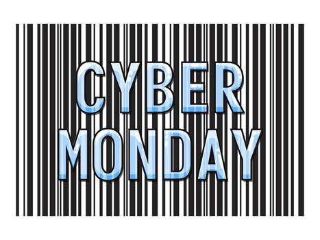 Lunes cibernético de descuentos en tiendas online. vector