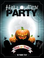 Vector illustration on a Halloween Party theme with pumpkins.