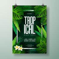 Vector Summer Beach Party Flyer Illustration with typographic design on nature