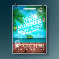 Vector Summer Beach Party Flyer Design con elementos tipográficos