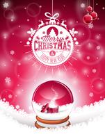 Vector Merry Christmas Holiday illustration with typographic design 