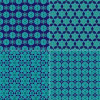  ornate blue and gold jewish star patterns vector