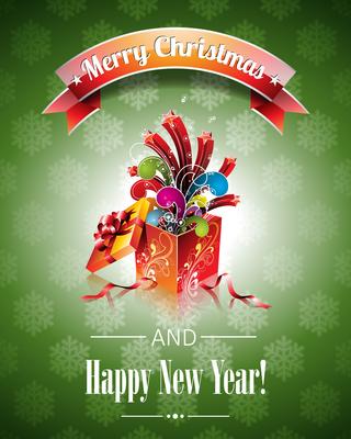 Vector Christmas illustration with magic gift boxes