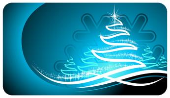 Vector holiday illustration with shiny abstract Christmas tree on blue background.