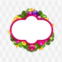 Christmas wreath with baubles and christmas tree, vector