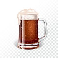 Vector el ejemplo con la cerveza oscura fresca en una taza de cerveza en fondo transparente.