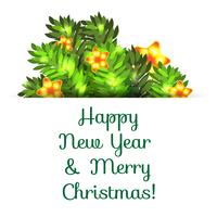 Greeting postcard with Christmas and New Year. vector