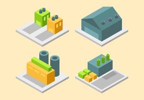 Amazing Isometric Industrial Buildings Set Vectors	