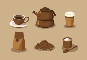 Conjunto de vectores de imágenes prediseñadas de elementos de café