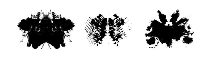 Rorschach inkblot test symmetrical abstract ink stains vector