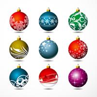 Nine isolated christmas ball on white background. vector