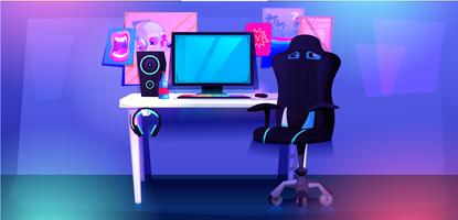 ESports Workplace cyber sportsman gamer vector