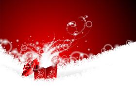 Vector la ilustración de la Navidad con el rectángulo de regalo mágico en los copos de nieve.