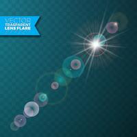Realistic vector lens flare light effect on transparent background.