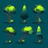 Fantasy Tree Clipart Set Vector