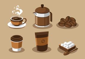 Vector de elementos de café conjunto de vectores