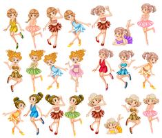Beautiful fairies in colorful clothes vector