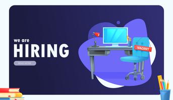 We are hiring banner with office workspace vector